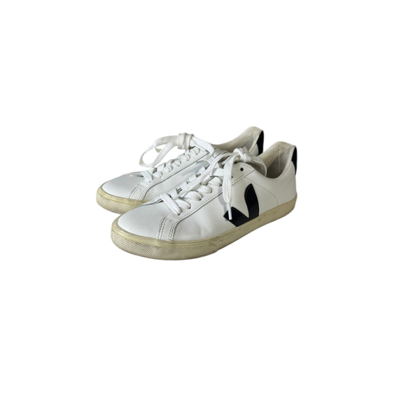Women's Veja White Black Esplar Leather Sneakers Size 6